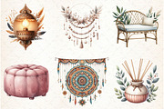 Watercolor Boho Interior Clipart, an Illustration by Libby Wishes (Thumbnail 5 of 7)