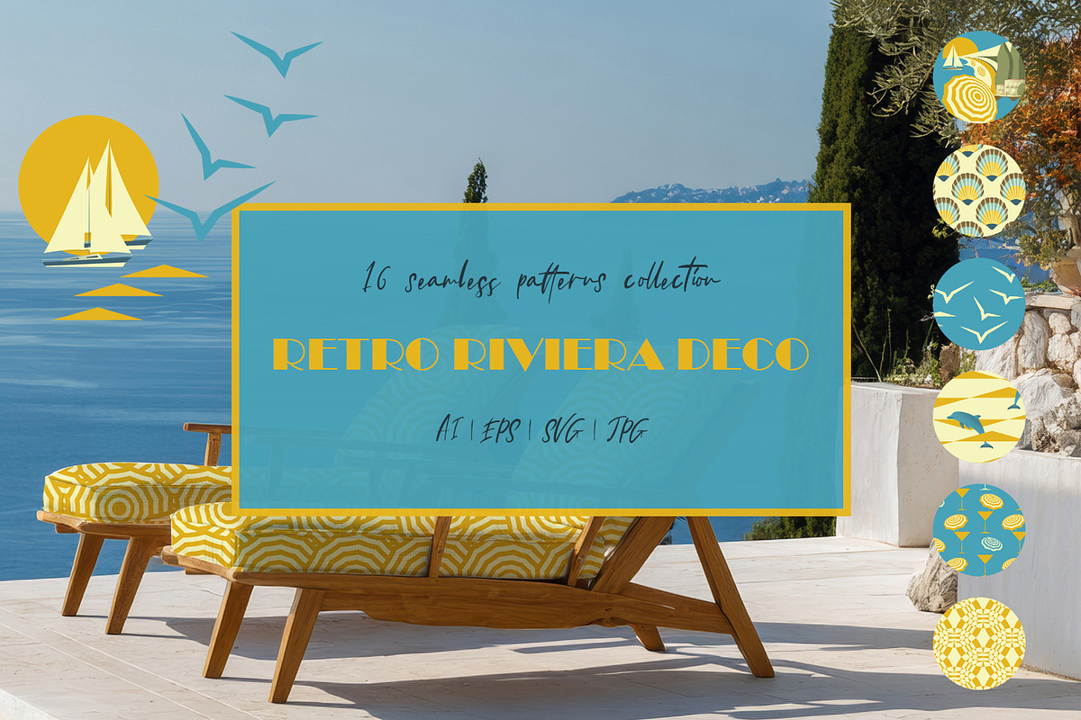 Retro Riviera Deco Seamless Patterns, a Pattern Graphic by Svetlana Lerie (Photo 1 of 10)