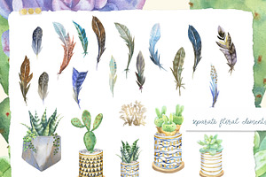 Watercolor Boho Clipart Bundle