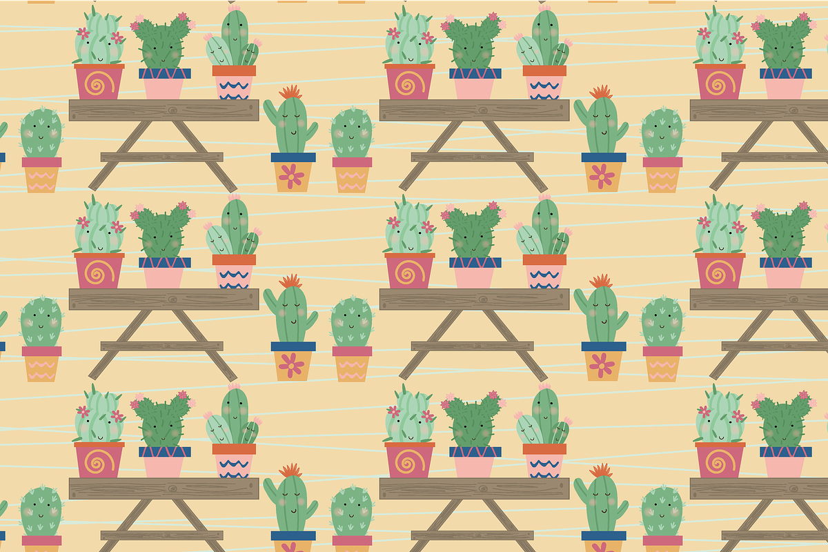 Cute cactus paper, a Pattern Graphic by Poppymoondesign (Photo 4 of 5)