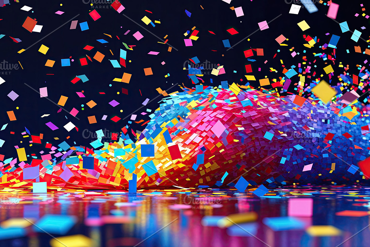 Swirling wave of square confetti, an Illustration by wavebreak (Photo 2 of 2)