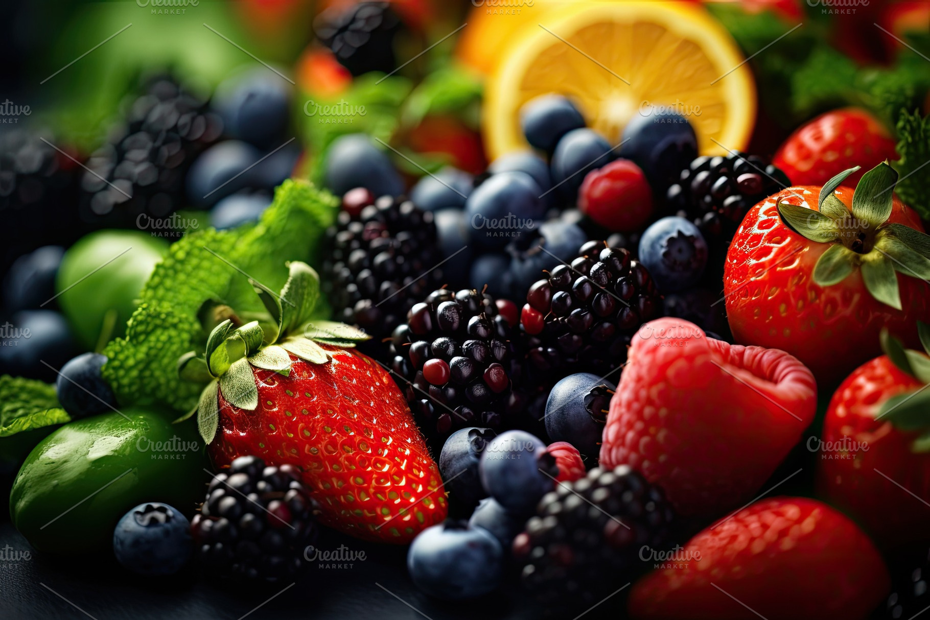 Mix of fresh berries and fruits on b, a Photo by Iftikhar Alam