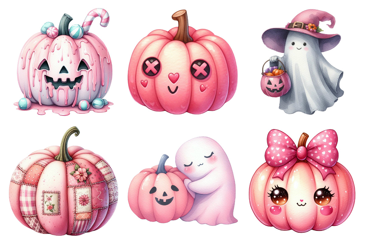 Pink Halloween Pumpkin Clipart, an Illustration by Daily.Designs (Photo 3 of 5)
