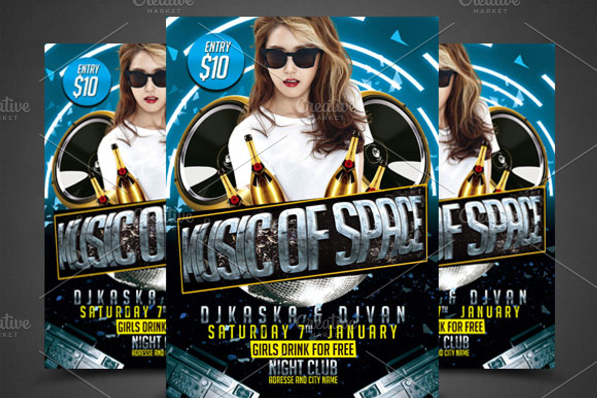 Music of space, a Flyer Template by bunebx