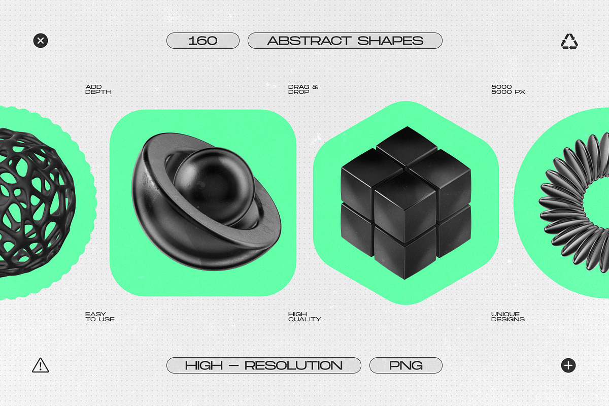 160 Glossy Black 3D Shapes Vol.2, an Object Graphic by Samolevsky