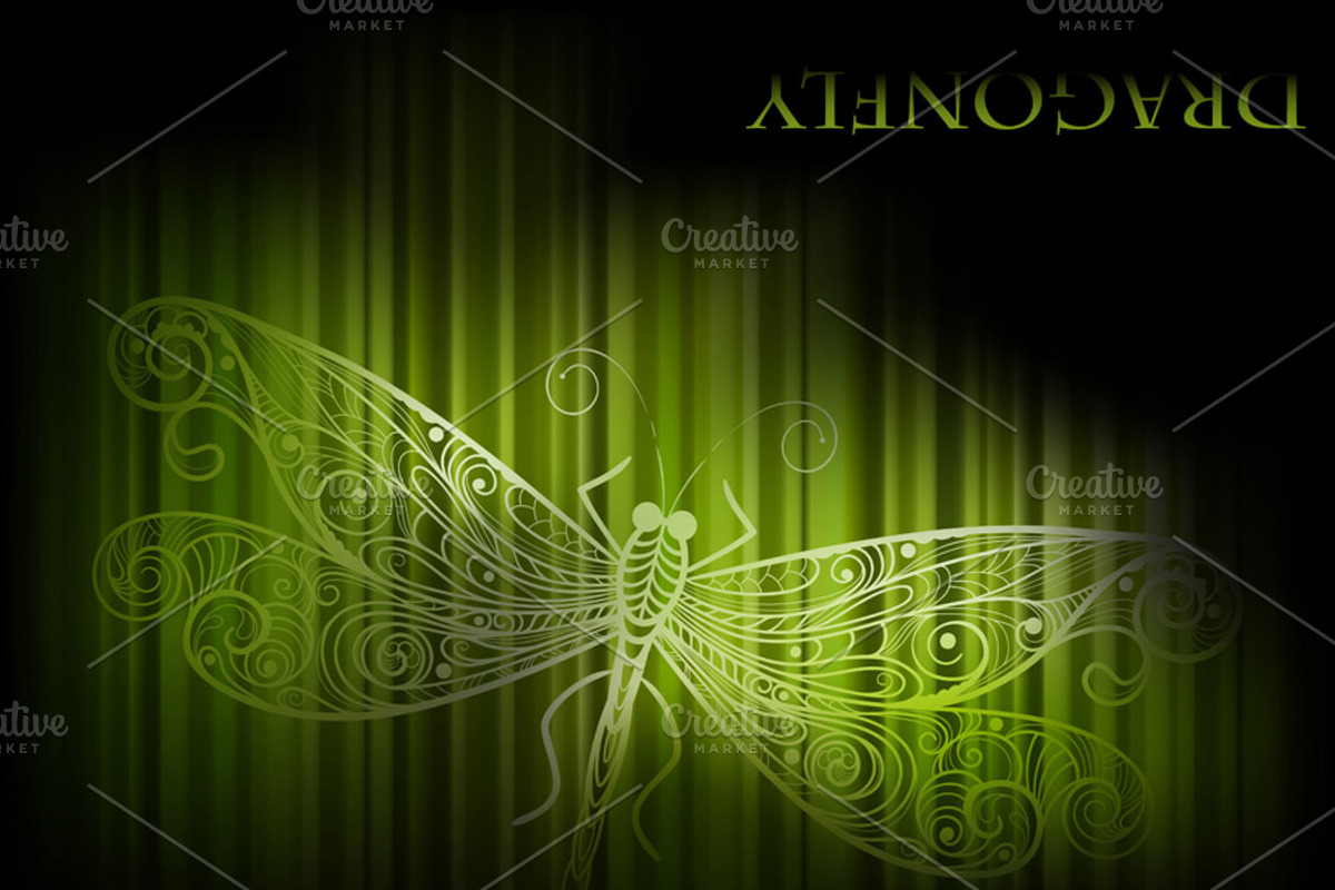 vector background with dragonfly and