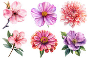 Watercolor Pink Flowers Clipart, an Illustration by Craft Nest (Thumbnail 5 of 7)
