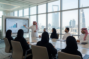 Saudi Businessman Working on Office