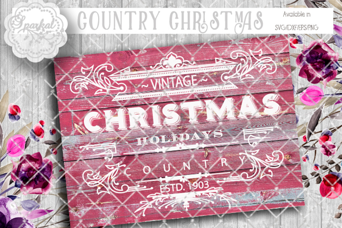 Vintage Country Christmas SVG files, an Illustration by SparkalDesigns (Photo 1 of 2)