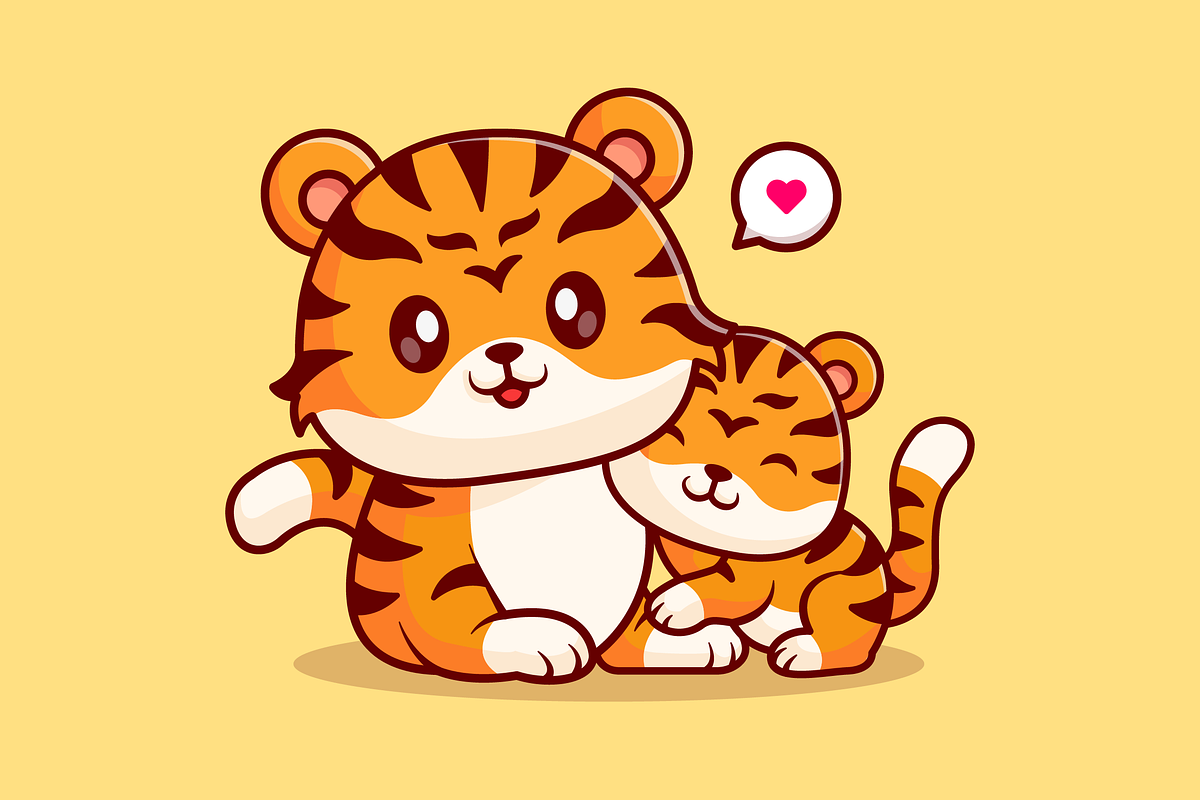 Cute Tiger Mom With Cub Tiger, an Animal Illustration by Catalyst Labs