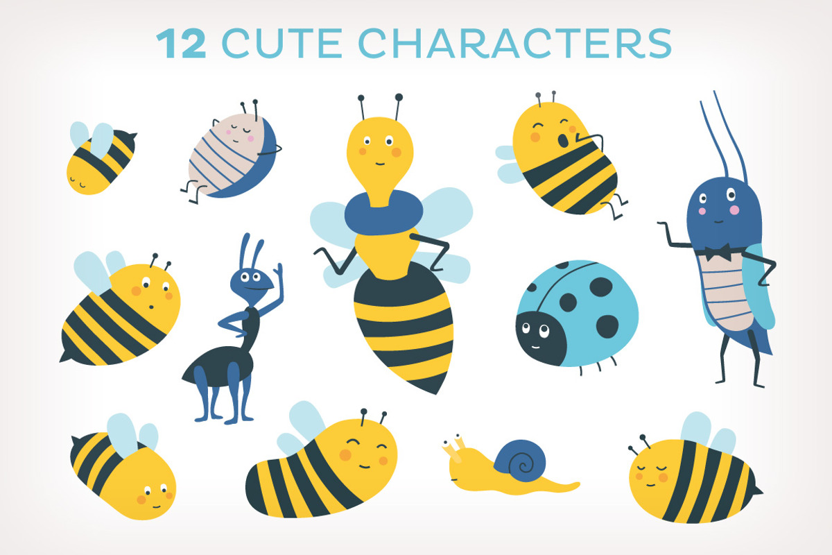 Happy bees baby design kit, a Decorative Illustration by Insalata Illustrata (Photo 2 of 7)