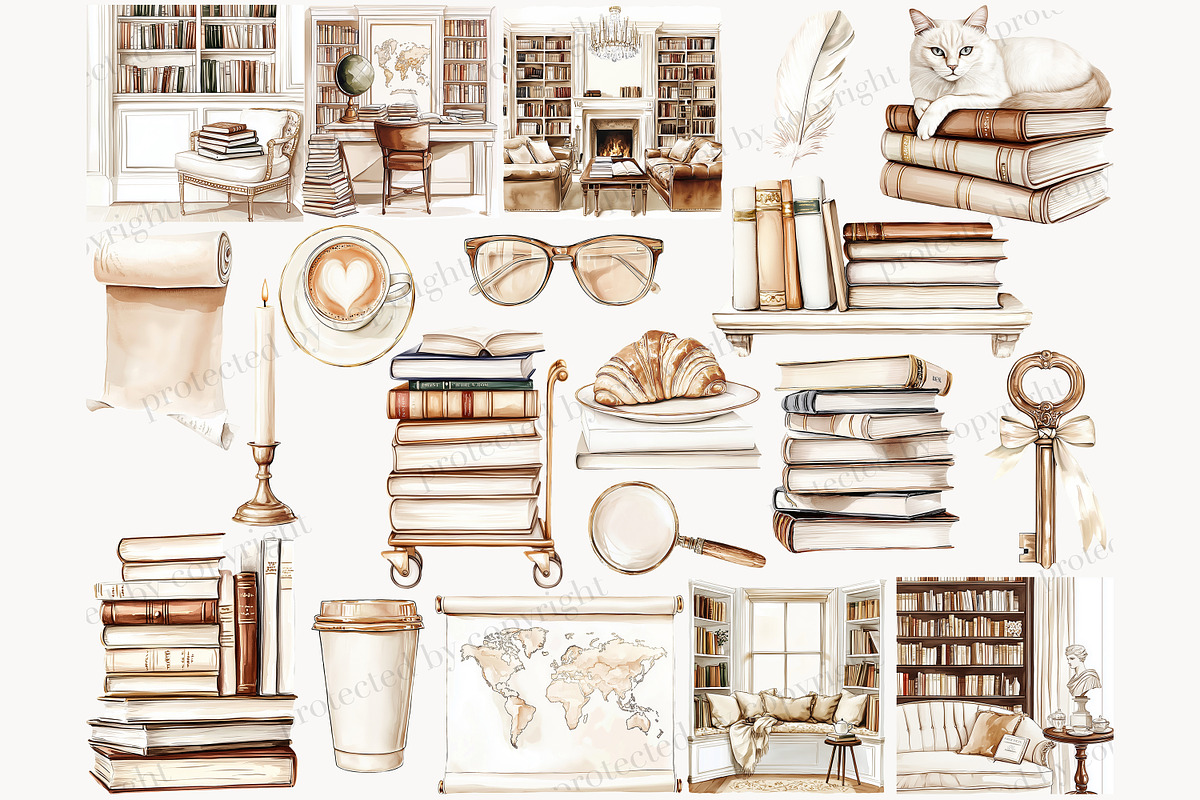 Cozy Reading Nook Clipart, a Person Illustration by GlamArtZhanna (Photo 4 of 8)