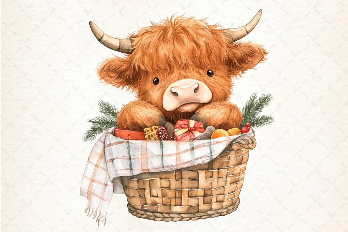 4Th of July Cute Highland Cow Clipar, a Seasonal Illustration by Rose Art (Photo 4 of 4)