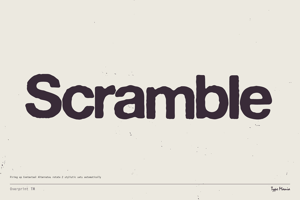 Overprint TM – Distressed Sans Serif, a Sans Serif Font by Type Mania (Photo 6 of 10)