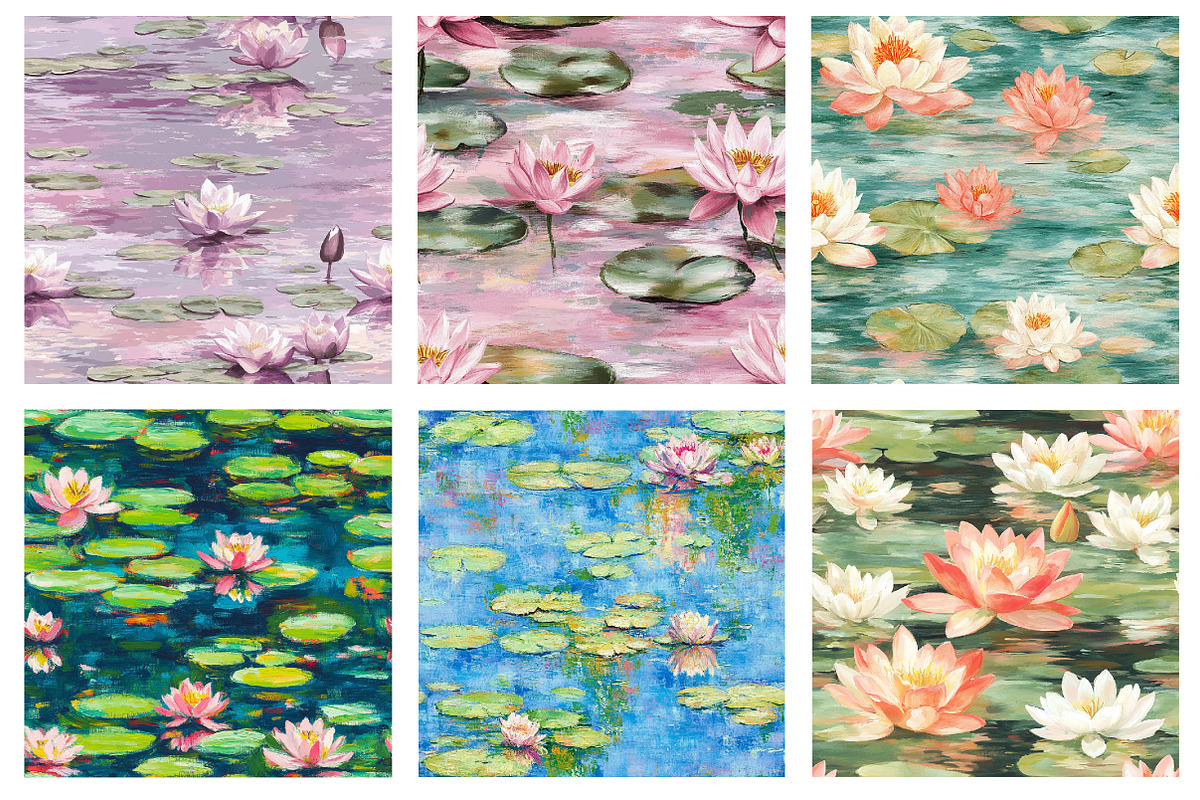 Waterlilies Monet Digital Paper, a Background Graphic by designcity5 (Photo 3 of 5)