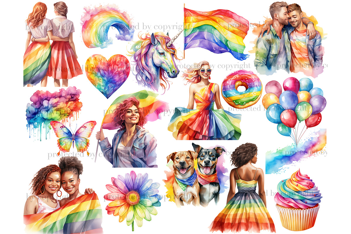 Pride Clipart Bundle | LGBTQ, a Seasonal Illustration by GlamArtZhanna (Photo 3 of 6)