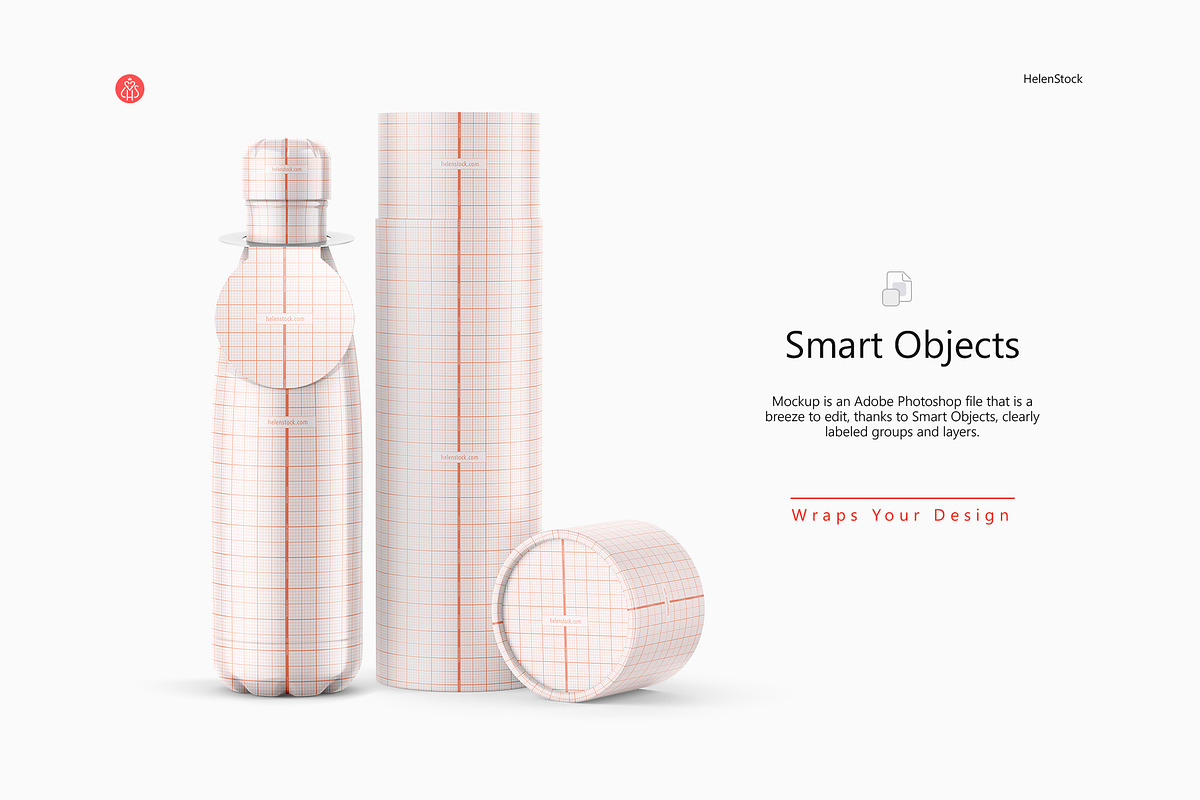 Thermos Bottle with Tube Mockup Set, a Packaging Mockup by HelenStock (Photo 8 of 20)