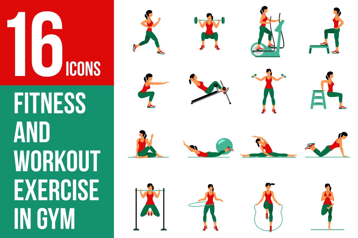 Vector set of gym icons, an Icon by Handy Trendy
