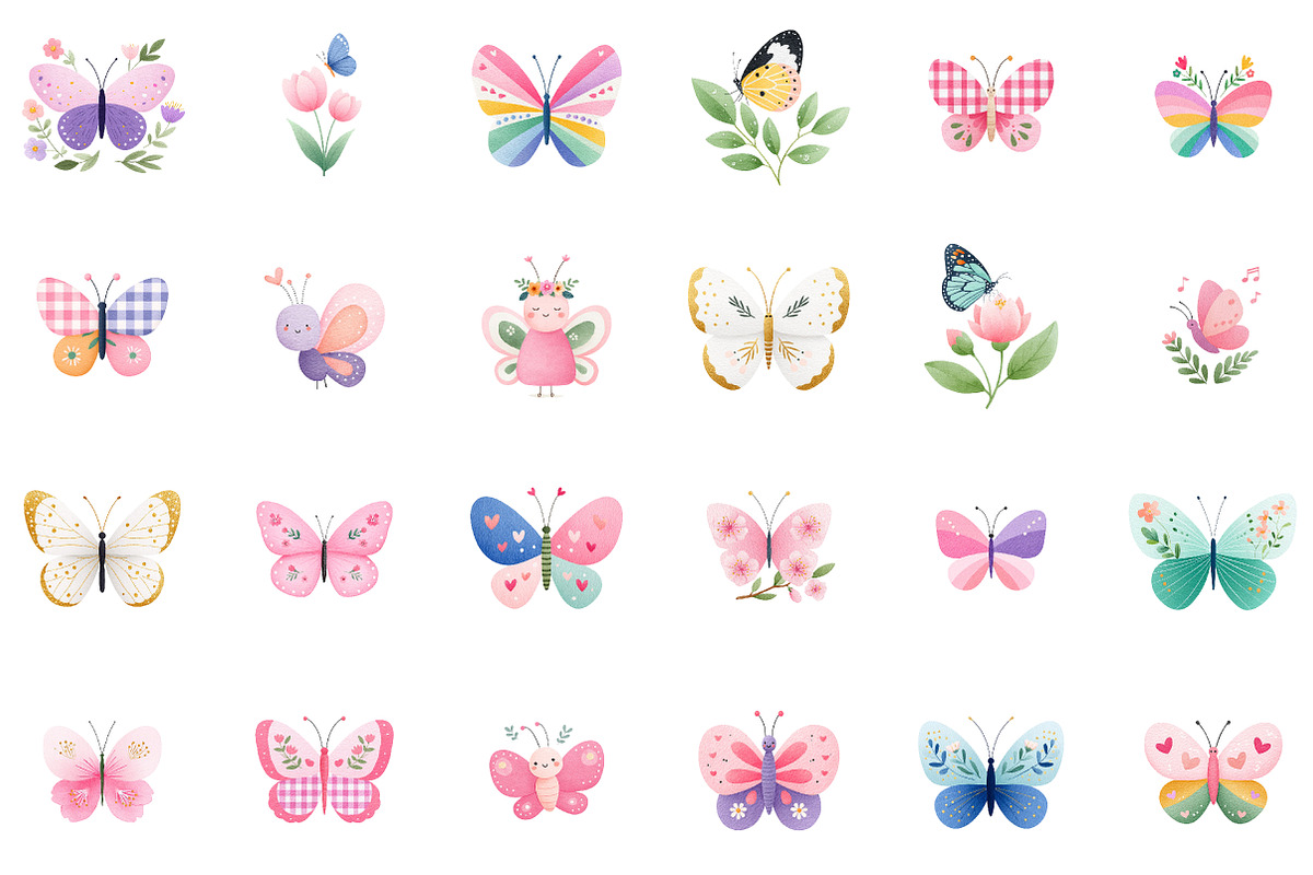 Spring Butterflies Watercolor Clipar, an Illustration by Sublimation Artist (Photo 2 of 6)