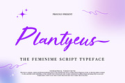 Plantyeus - Feminime Script Font, a Script Font by Dhabee (Thumbnail 1 of 15)