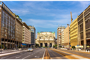 Via Vittor Pisani leading to Milano, an Architecture Photo by Leonid Andronov