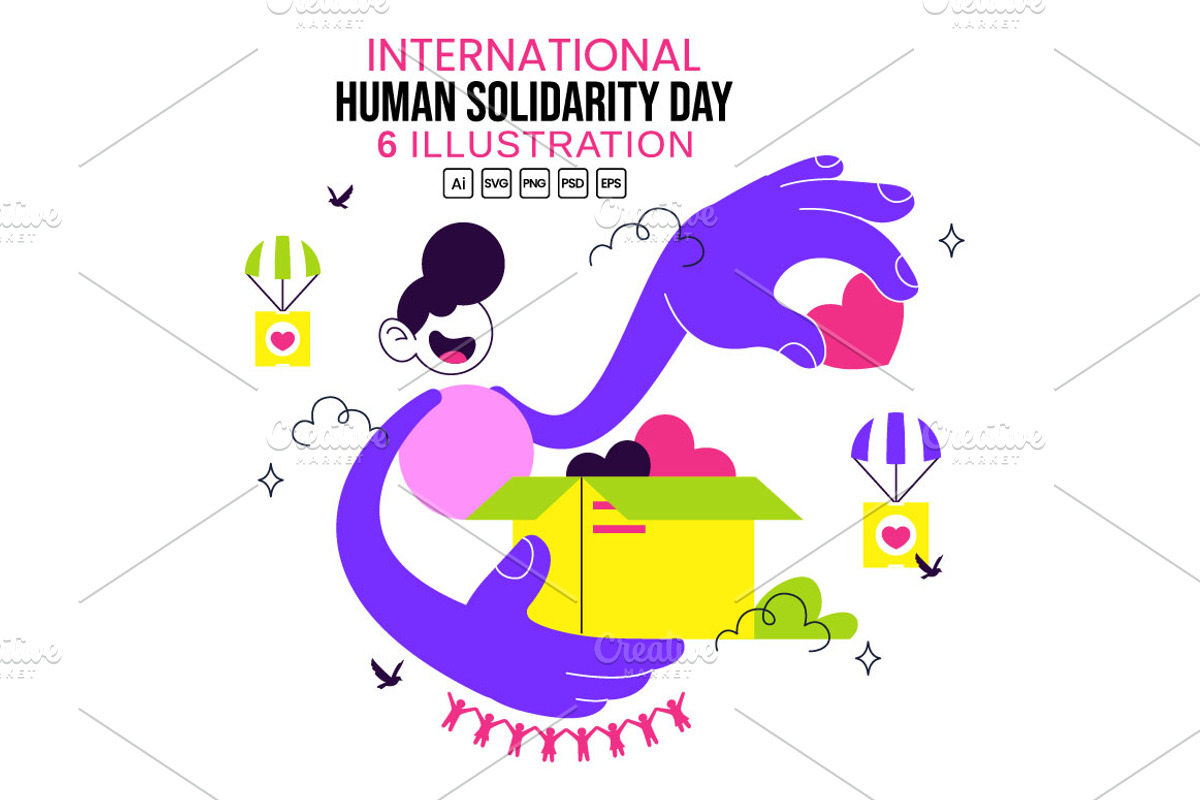 6 Human Solidarity Day Illustration, a Person Illustration by denayunebgt (Photo 1 of 3)