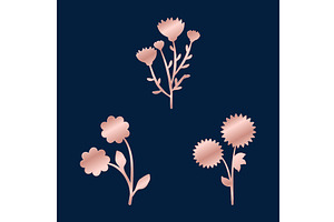 Rose golden floral trio design, an Object Illustration by okskukuruza