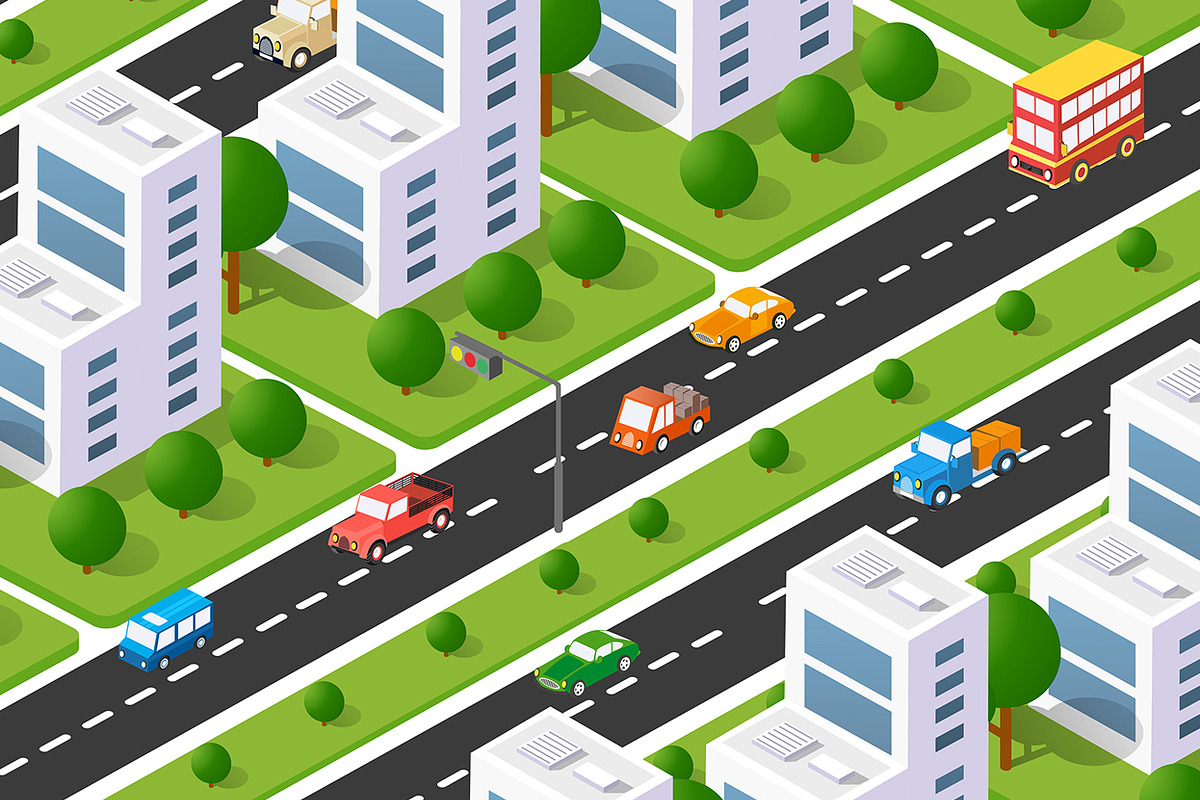 City boulevard isometric avenue, an Object Illustration by AlexZeL (Photo 1 of 3)