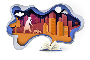 Detective book papercut design with, an Animal Illustration by SiberianArt