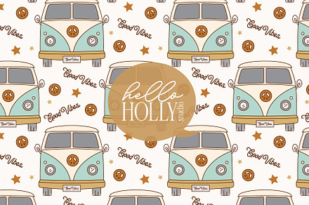 Good Vibes Hippy Van Repeat Back
