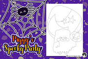 Piggy Spooky Party Coloring Pages, an Education Illustration by Cozy Cat Design (Thumbnail 2 of 7)