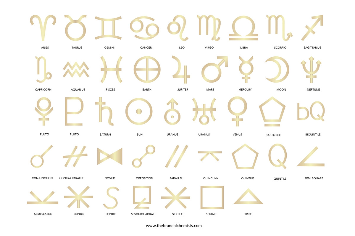 143 Gold Astrology PNG Symbols, an Object Graphic by The Brand Alchemists (Photo 4 of 9)