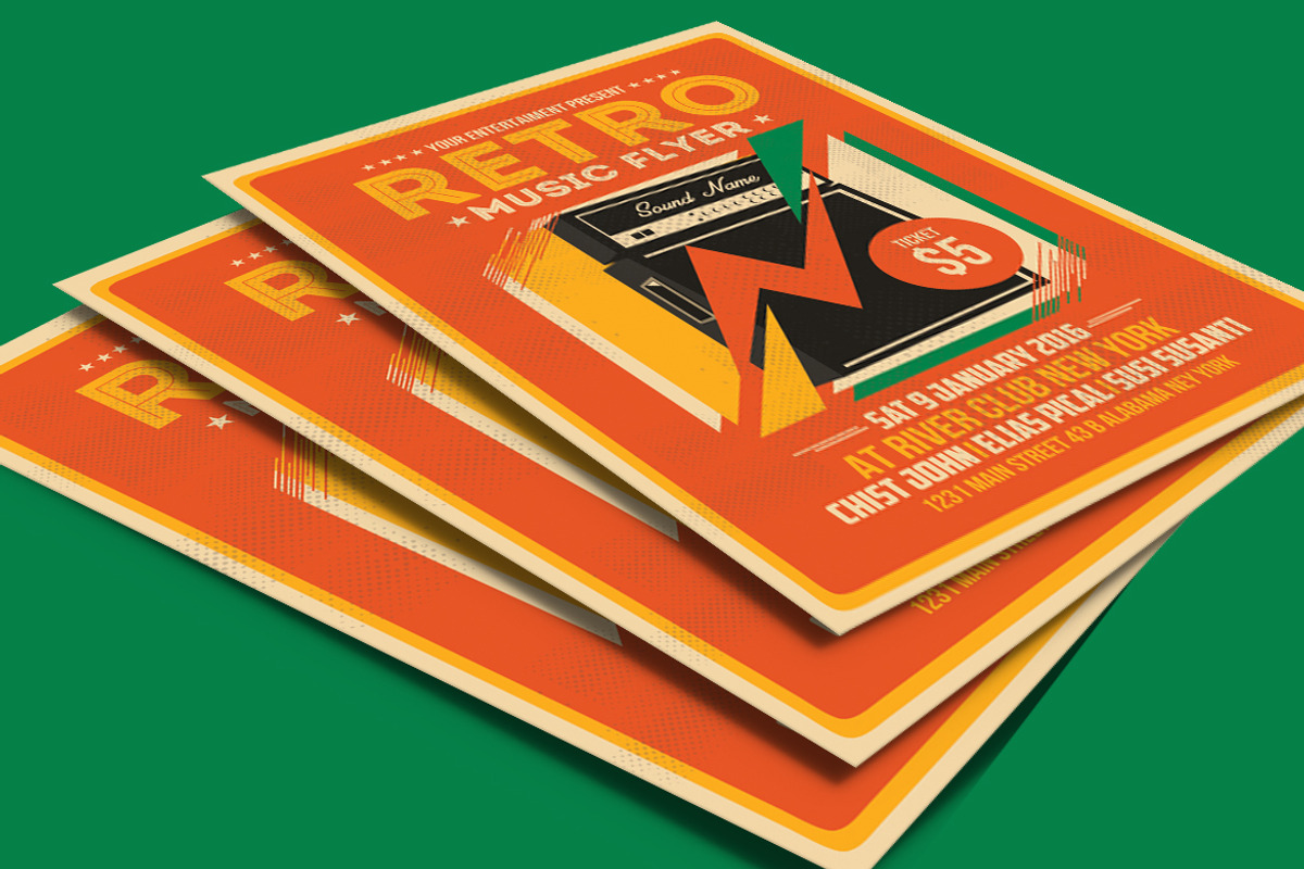 Retro Music Flyer Amplifier, a Flyer Template by Muhamad Iqbal hidayat (Photo 3 of 4)