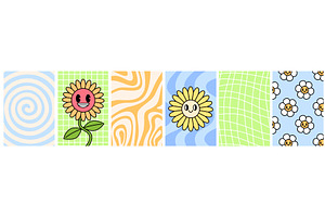 Daisy retro groovy patterns, an Object Illustration by art PVP - market