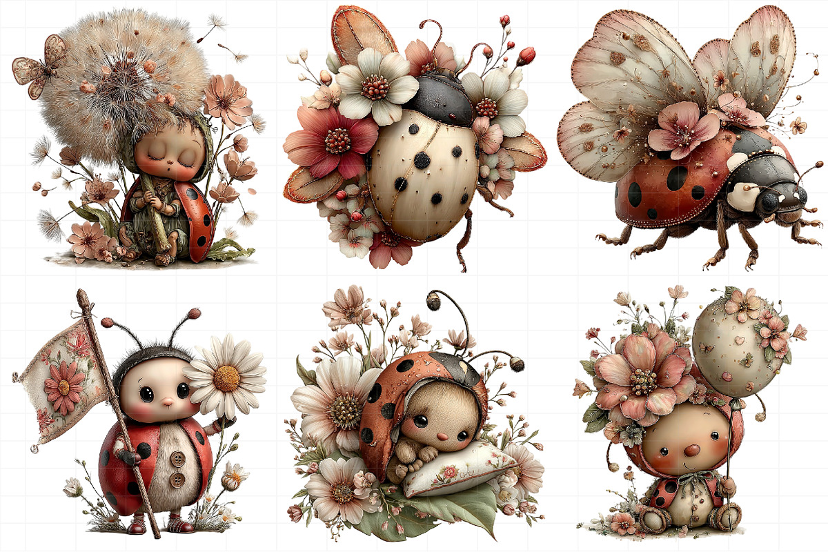 Whimsical Spring Ladybug Clipart, an Illustration by Daily.Designs (Photo 4 of 8)