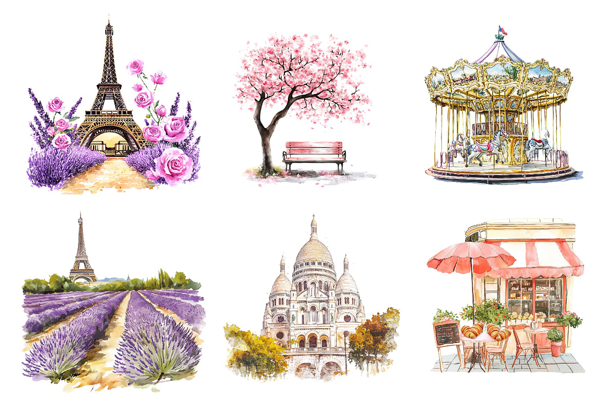 Parisian Summer Clipart, an Illustration by CreationArt (Photo 5 of 5)