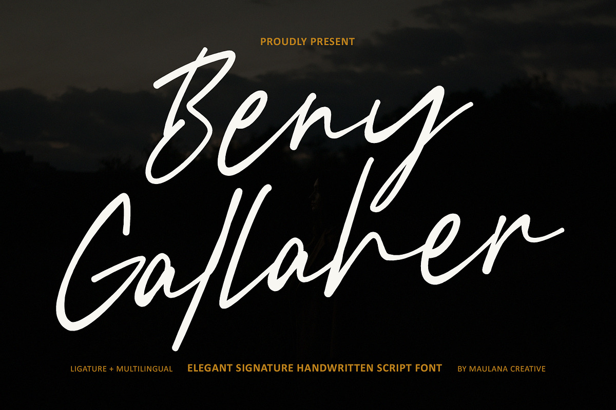 Beny Gallaher Elegant Signature Font, a Script Font by Maulana Creative (Photo 1 of 7)