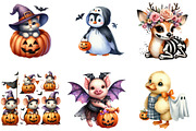 Cute Animal Halloween Clipart, an Illustration by DreamArtGraphic (Thumbnail 2 of 5)