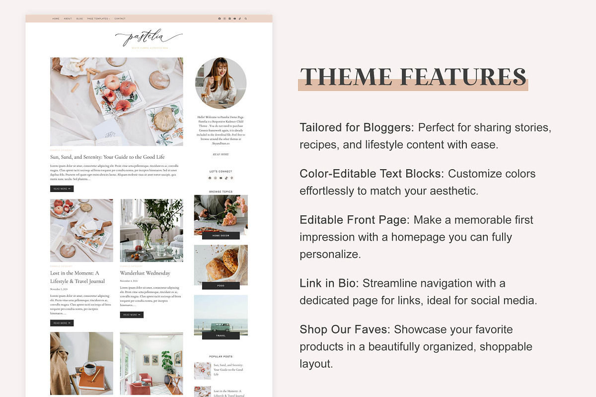 Pastelia Blog Kadence Child Theme, a WordPress Template by Sky and Stars (Photo 3 of 5)