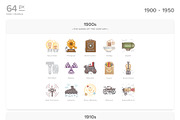 20 Century History.Color line Icons, an Outline Icon by Yeticrab (Thumbnail 8 of 16)