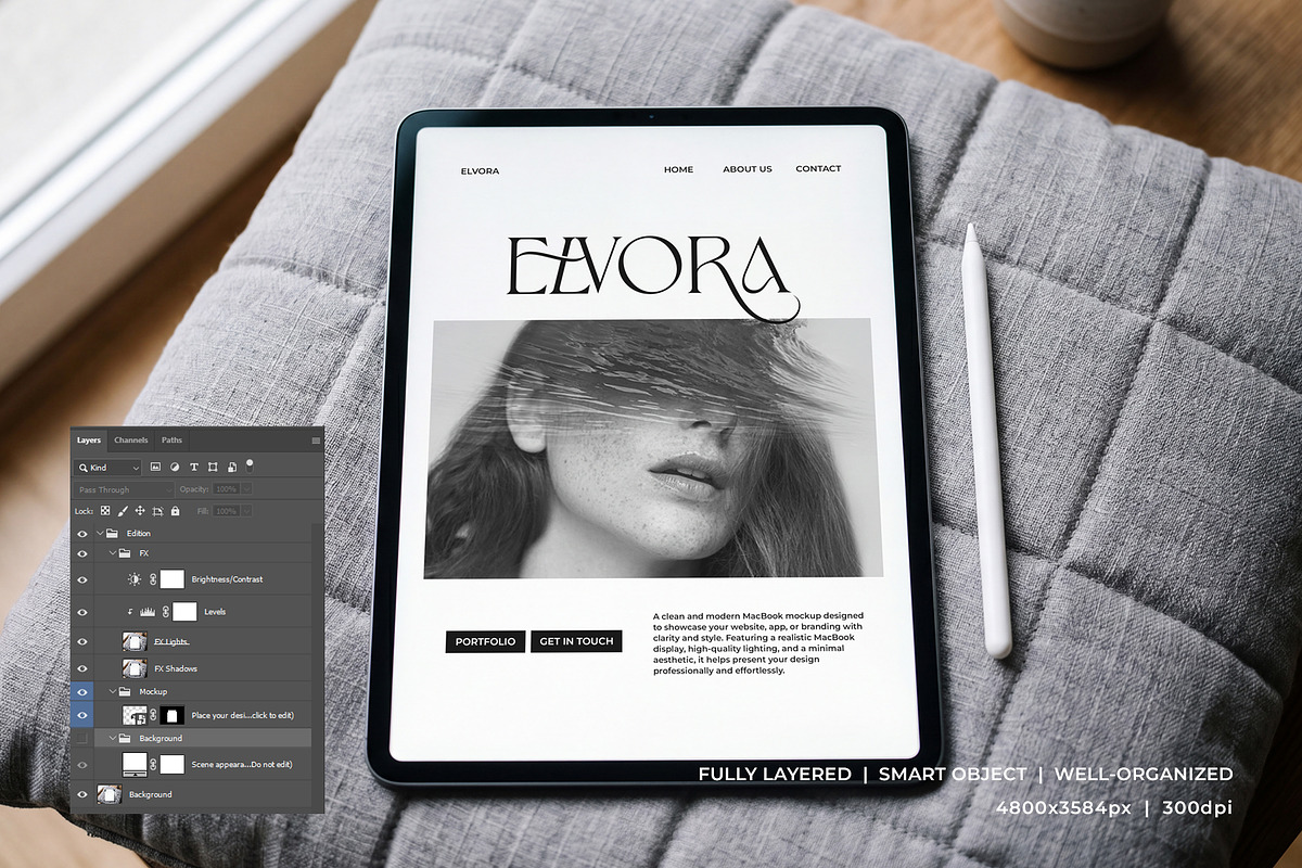 Elvora - iPad Device Mockup PSD #1, an iPad Mockup by Heinzel Std Mockup (Photo 2 of 5)