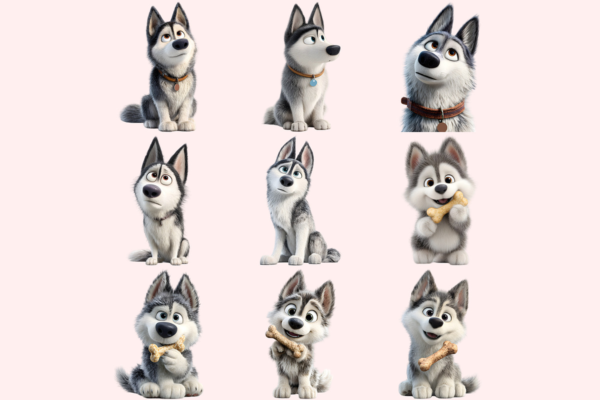 Husky Clipart PNG Bundle, a Graphic by M9 Design (Photo 5 of 11)