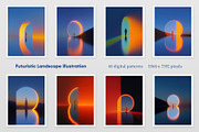 Futuristic Landscape Illustration, a Decorative Illustration by Housui Patterns (Thumbnail 3 of 9)