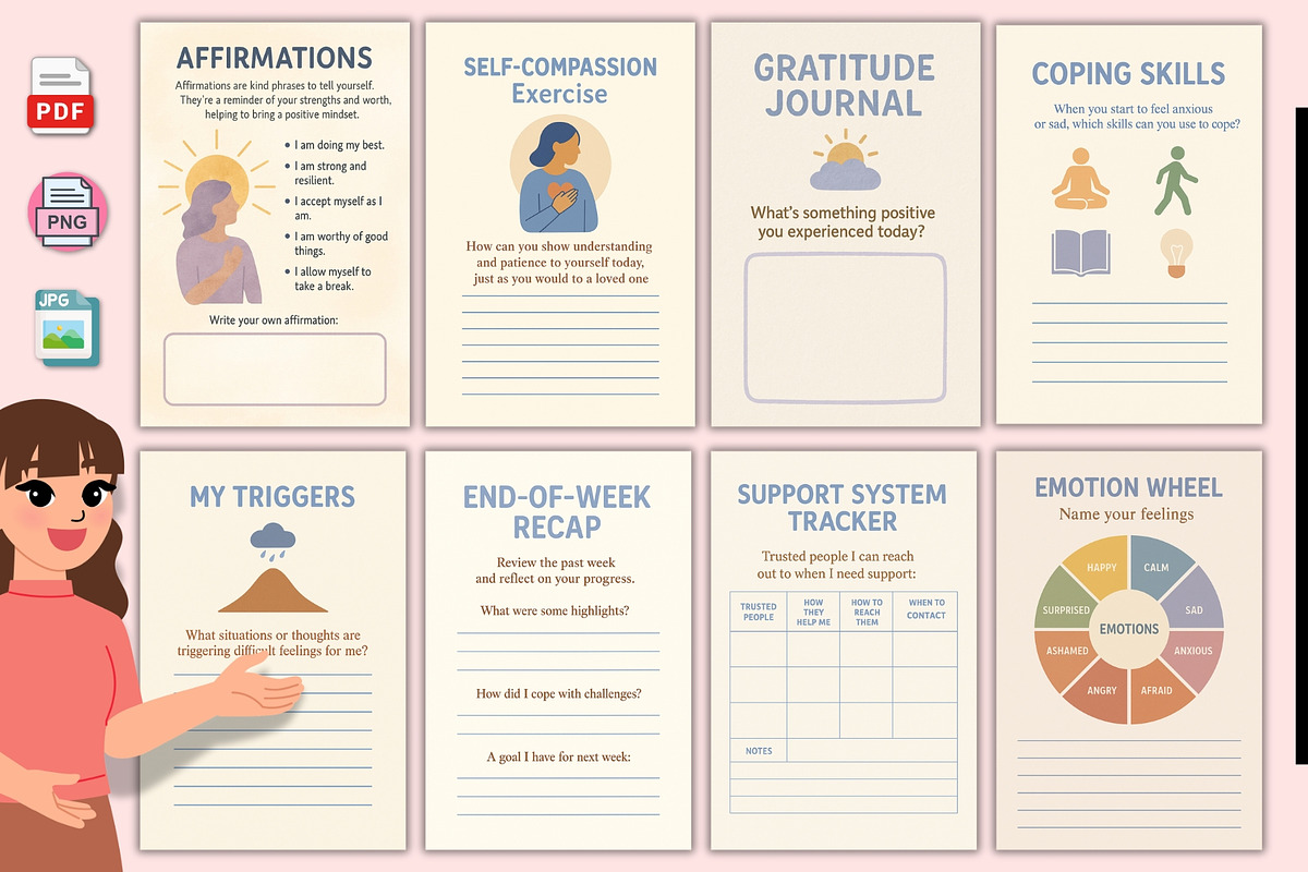 Anxiety & Depression Workbook, a Stationery Template by Designmela01 (Photo 2 of 5)