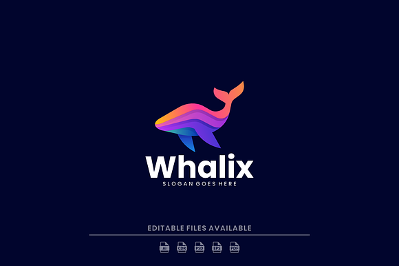 Gradient Modern Whale Logo Design preview 3