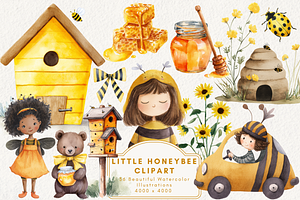 Little Honeybee Clipart, an Illustration by NadiaTheronArt