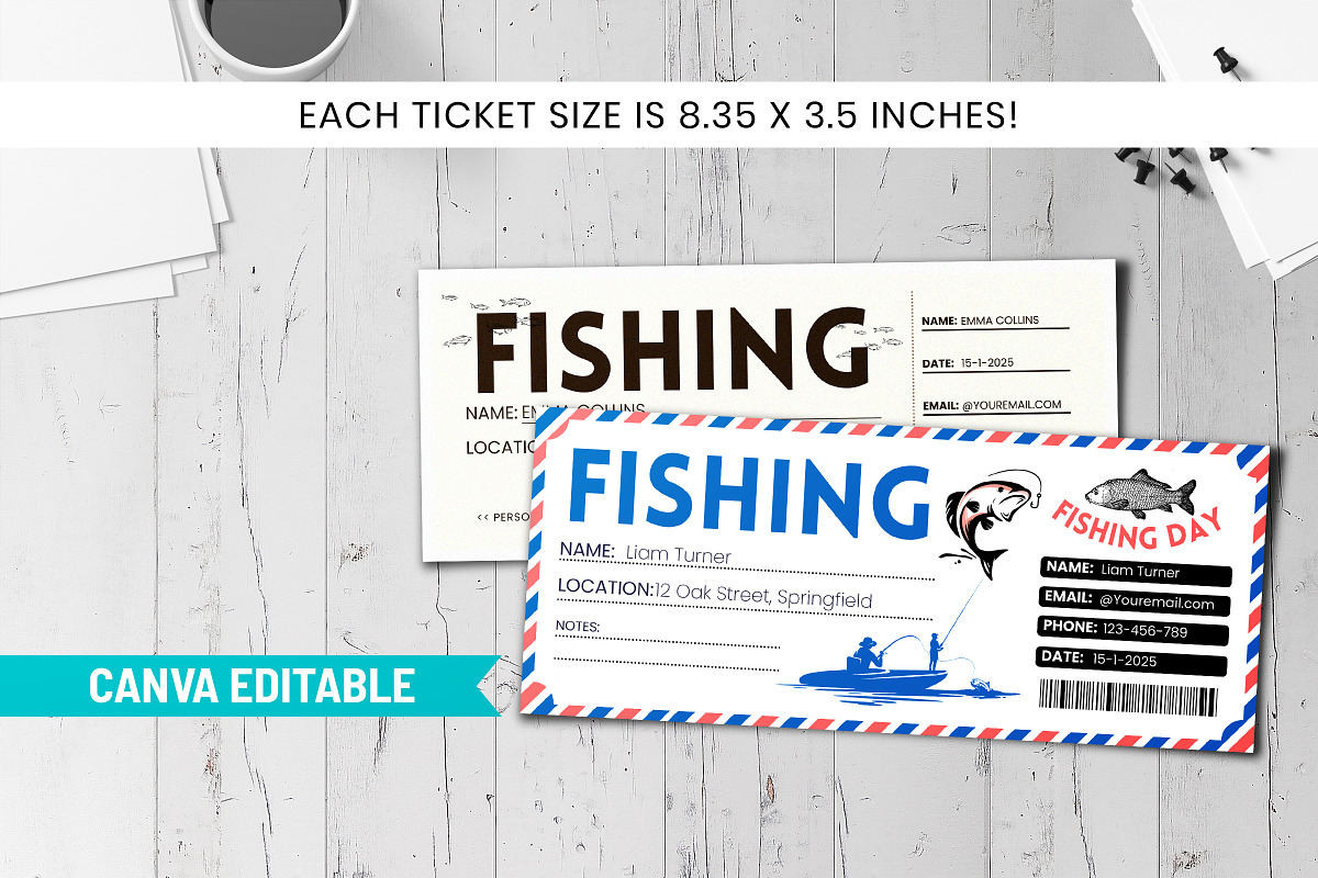 Fishing Ticket Gift Voucher Template, a Stationery Template by Snapybiz (Photo 1 of 10)