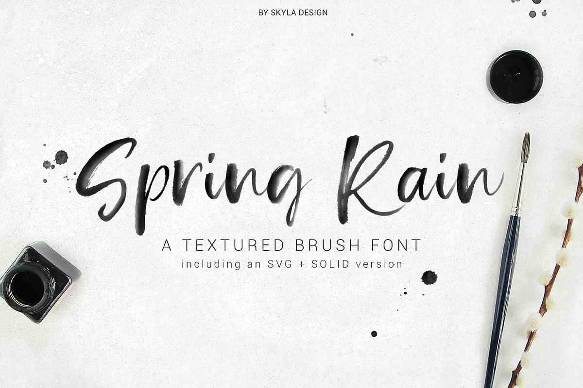 SpringRain SVG watercolor brush font, a Script Font by Angele Kamp (Photo 1 of 9)
