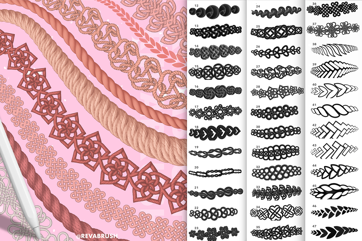 Procreate Rope stitch brushes, a Brush Add-On by Revabrush (Photo 5 of 6)