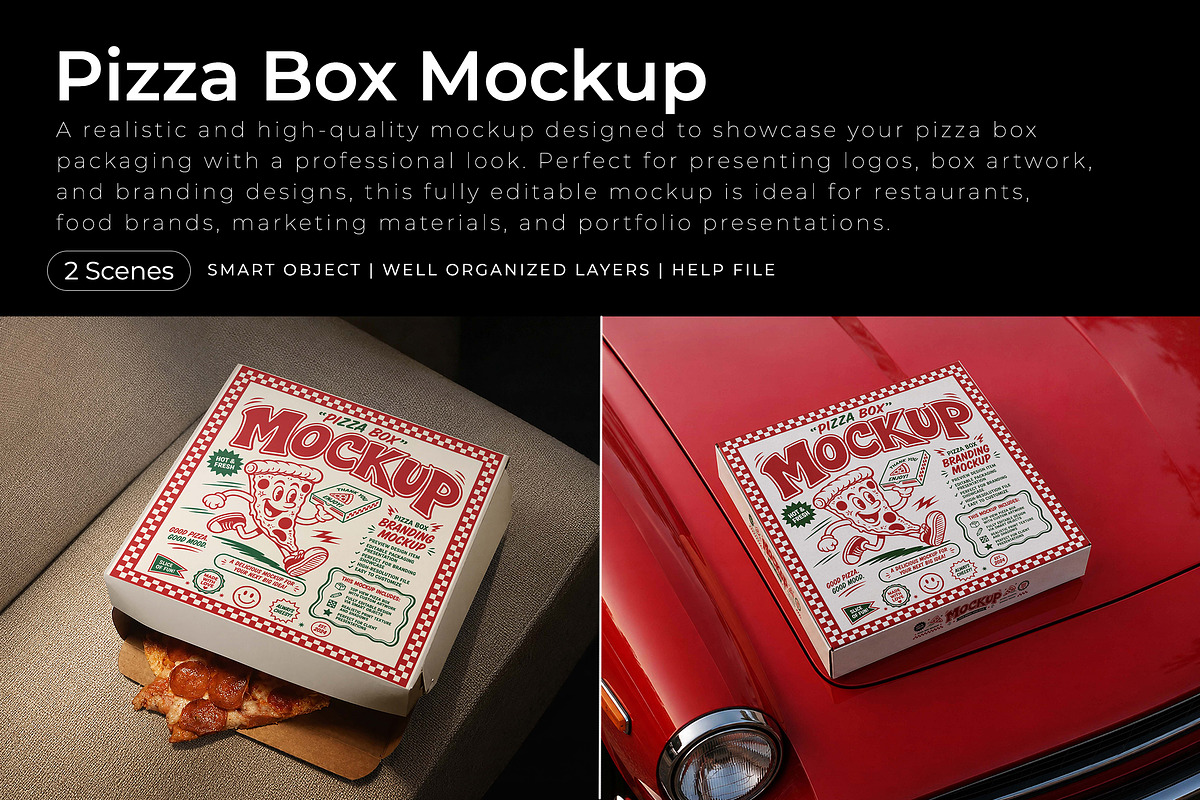 Pizza Box Mockup, a Packaging Mockup by Pitchlook.Studio (Photo 1 of 4)